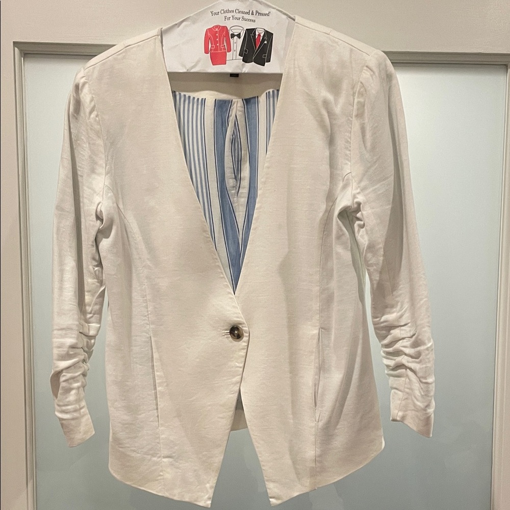 NYDJ Cream Blazer with Striped Lining